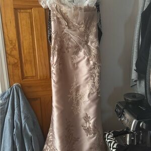 Terani one shoulder strap Couture Blush Satin Wedding/Mother of the Bride gown